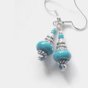 Turquoise gemstone Silver Hooks Hidden Meaning earrings Natural Elements,   341■